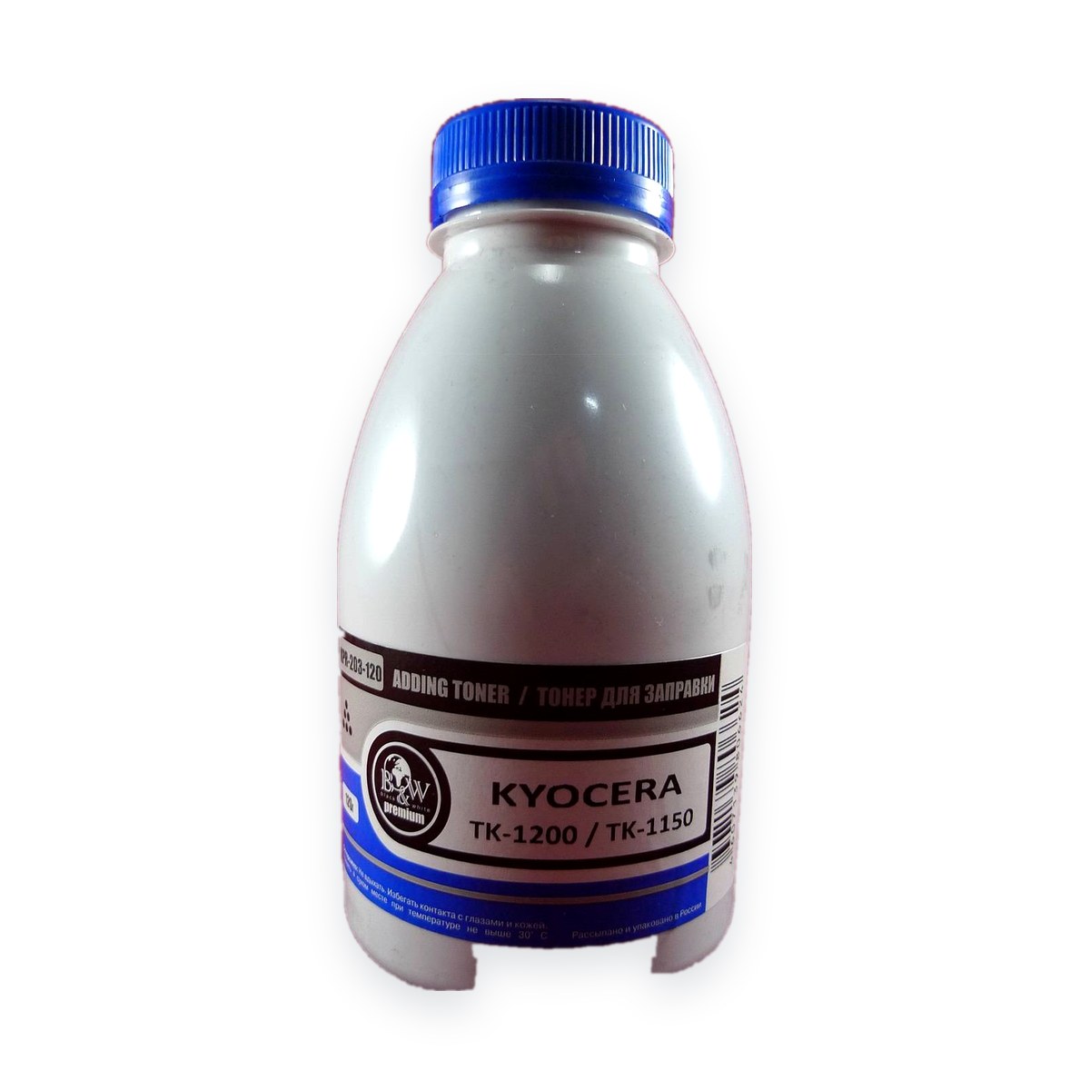Тонер для Kyocera TK-1200/TK-1150/TK-1110/TK-1120, P2335/P2235/M2235dn/M2735dn/M2835dw/M2135dn/M2635dn/M2735dw, FS-1040/1020MFP/1120MFP/1060DN/1025MFP/1125MFP (фл. 120г) 3K Black&White Premium (Tomoegawa) фас.Россия
